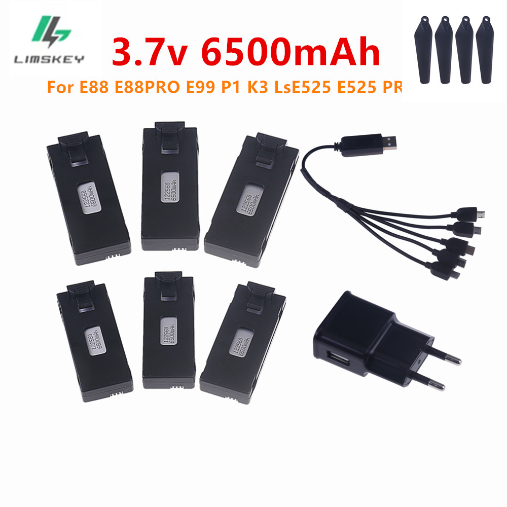 Eachine Drone E58 - 3.7V 6500mAh リポバッテリーと充電器 E88 E88PRO E99