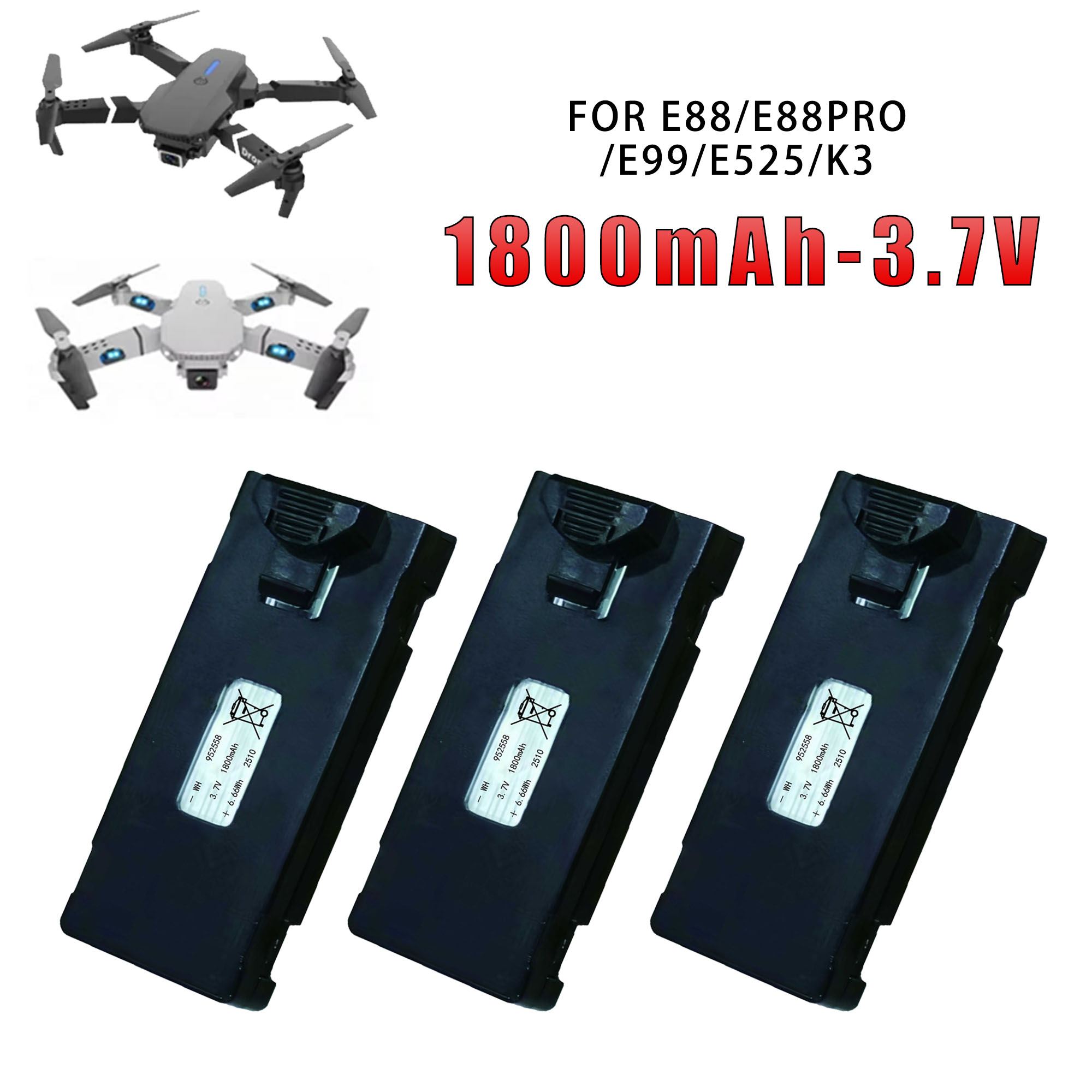 E88 3.7V 1800mAh オリジナル工場製 E88/ - Eachine Drone E58 のレビューと価格