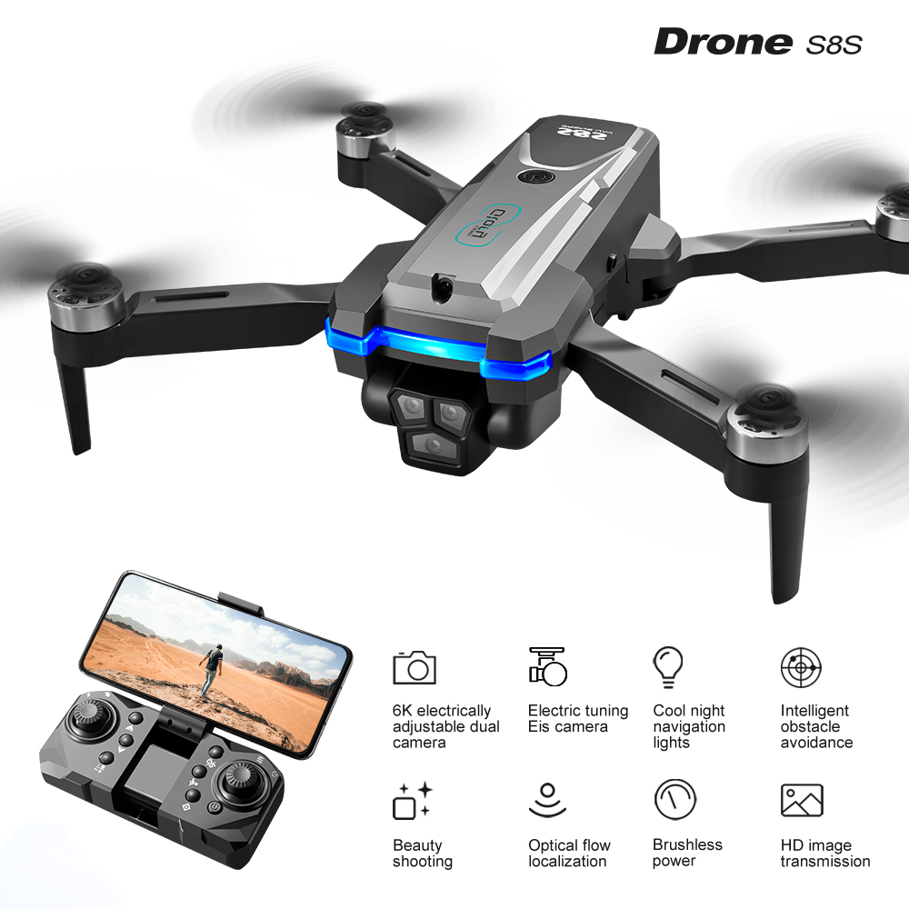 オリジナルS8S GPS RCドローン ブラシレス トリプル - Drone Camera のレビューと価格